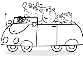 Coloring book daddy pig as a driver